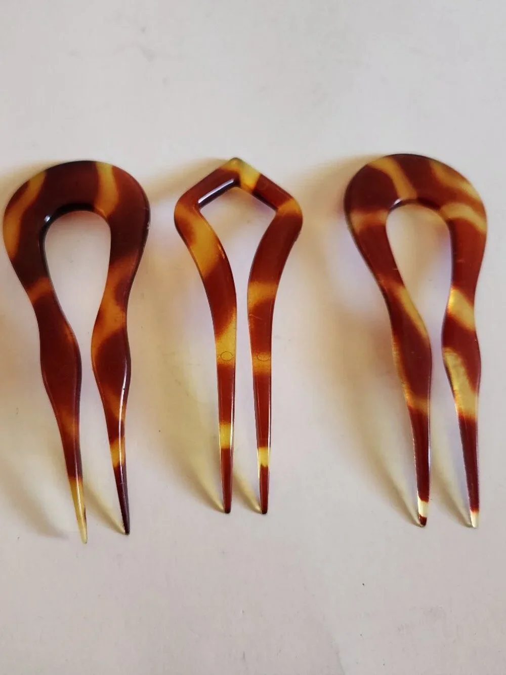 Vintage 70s Goody Chignon Plastic Tortise Shell Hair Pins
